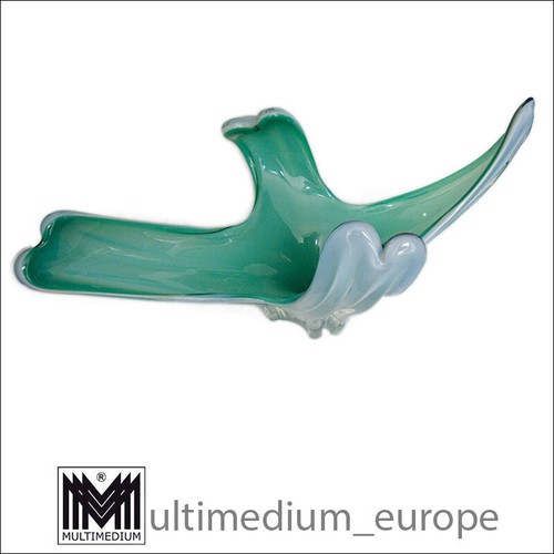 Schwere Murano Opal Glas Schale Türlkis 1950er Jahre selten big rare Midcentury - Bild 7 von 9