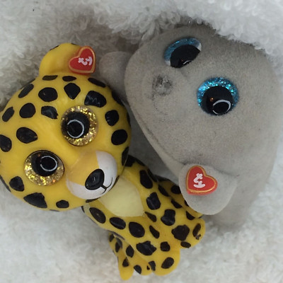 TY Beanie Boos Mini 2'' plastic figurines lot of 2: Speckles Leopard & Neal Seal