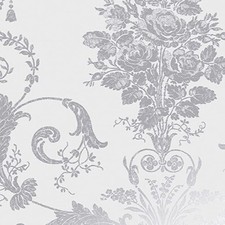 Laura Ashley Wallpaper Josette Metallic Silver 113379 11yds x 20.5in/56 sq. ft.