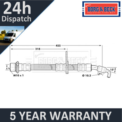 Fits Toyota Corolla 1992-2002 Brake Hose Front Right Borg & Beck