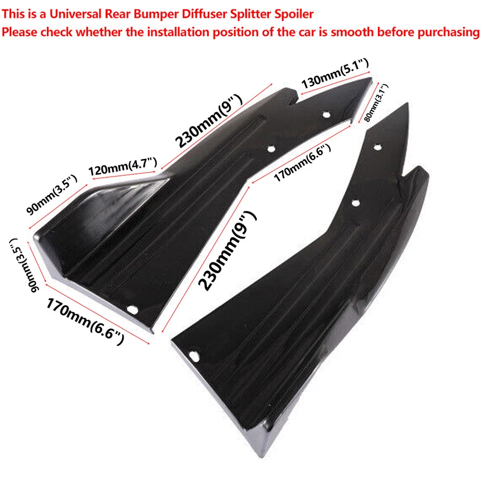 For Nissan Sentra Rear Bumper lip Spoiler Splitter Diffuser Glossy black - Image 2 of 4