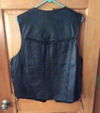 Men's Hudson Leather Black Leather Vest Size XL EUC
