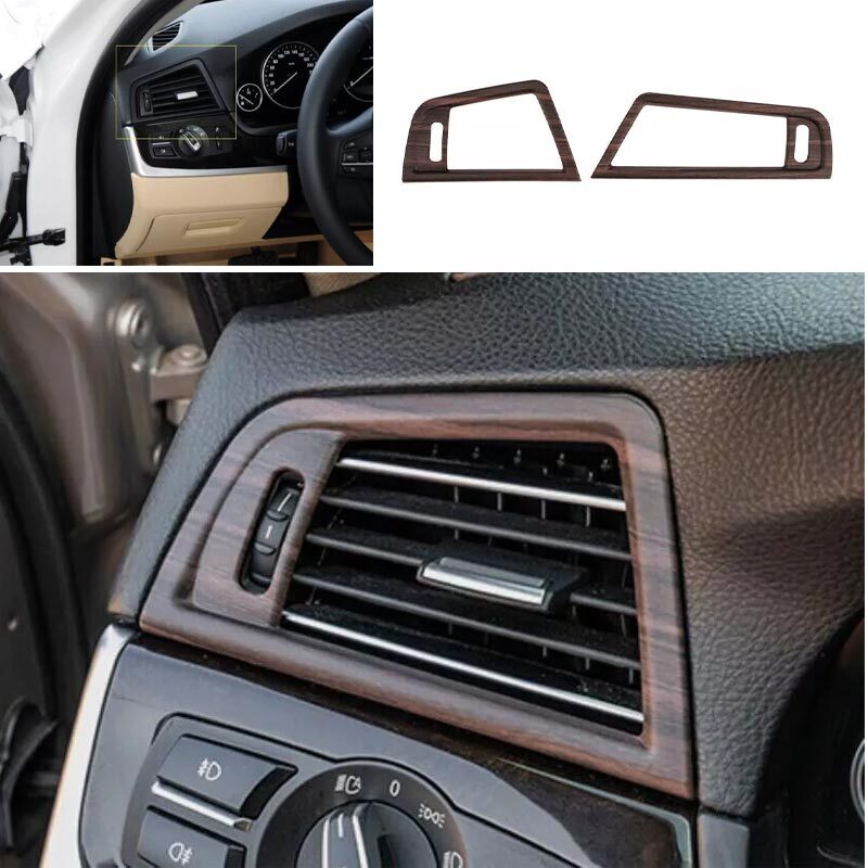 Peach Wood Grain Console L&R Air Outlet Vent 2011-17 For BMW 5 Series Cover Trim