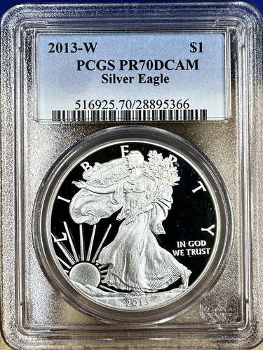 2013 W $1 PROOF AMERICAN SILVER EAGLE PCGS PR70DCAM | CLASSIC BLUE LABE