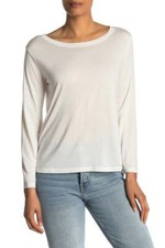 NWT Helmut Lang Modal Optic white boat neck long sleeve Tee shirt Sz S 175