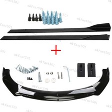 Black For Seat Leon Ibiza Cupra Front Bumper Lip Spoiler Splitter + Side Skirts