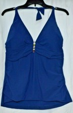 Profile by Gottex Beaded Lattice-Front Halter Tankini Top Size 10 NWT