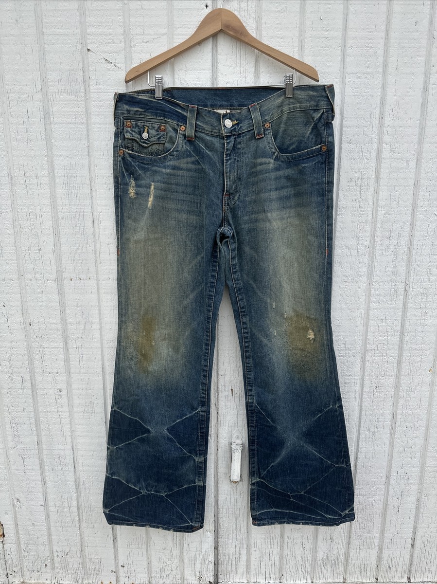TRUE RELIGION BILLY BOOT CUT JEANS EMBROIDERED POCKET MENS SIZE 38