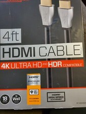 Rocketfish- 4' 4K Ultra HD In-Wall HDMI Cable - Black