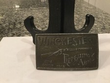 Vintage 1970s WINCHESTER REPEATING ARMS - NEW HAVEN, CONN. Bronze Belt Buckle