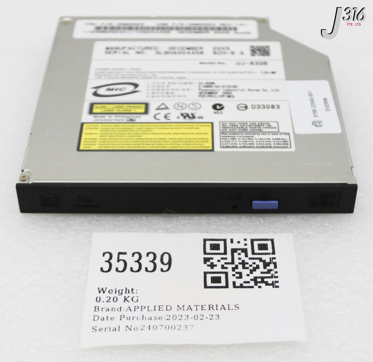 シリアル m 35339 APPLIED MATERIALS PANASONIC TRAY LOAD 12.7MM IDE COMBO DRIVE