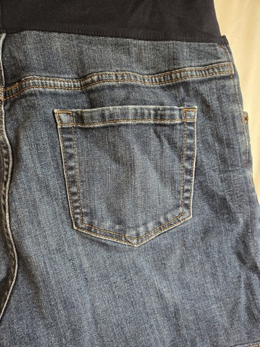 Liz Lange Maternity For Target Sz XL Denim Blue Jean Shorts Belly Band - Picture 7 of 15