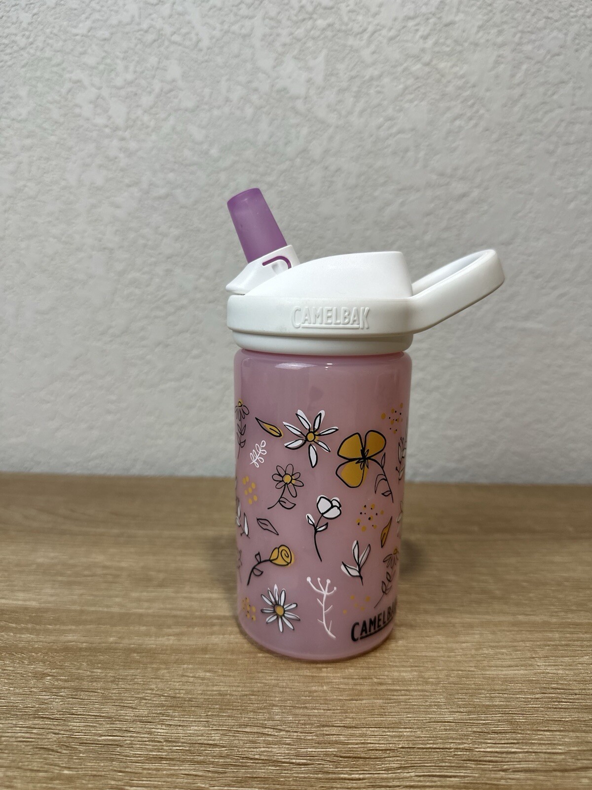 14oz Floral Pattern Pink With Straw And Lid
