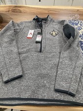 WOMENS New Orleans Saints Antigua Fortune Half-Zip Pullover Jacket L GRAY NWT