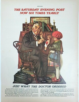 Doctor And Doll Saturday Evening Post Subscription Ad 1973 Norman Rockwell Print