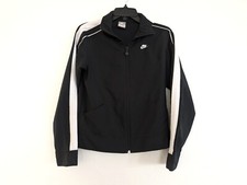 NIKE Track Jacket Women's S Black Full Zip Logo Pockets Long Sleeve Athleisure
