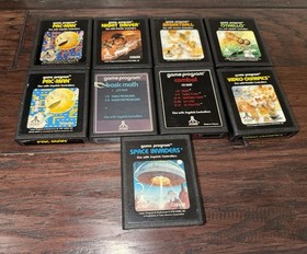 Atari 2600 Console 4 Switch Wood Grain Pac-Man Space Invaders - Untested