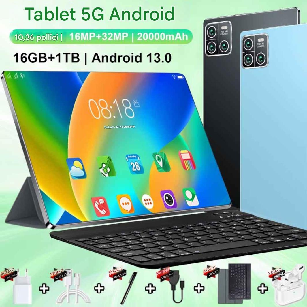 2026 Tablet 5G Android 13  16GB RAM - 1TB ROM 10.36" Dual SIM WiFi GPS 14 Core