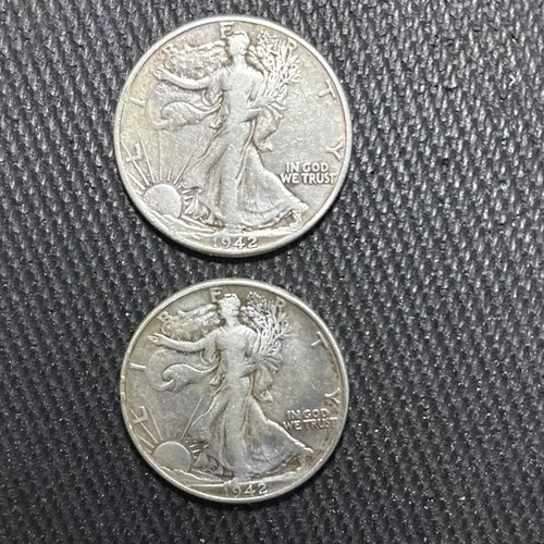 1942 50C Walking Liberty Half Dollar Lot Of 2 Fine Condition