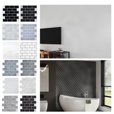 10pcs 3D Three-dimensional Crystal Glue Stripe Tile Sticker For Kitchen Bathroom