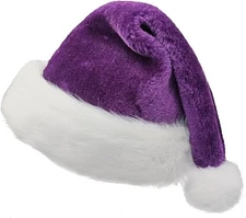 Purple Santa Hat Adults Christmas Hat Plush Fluffy Christmas Headwear for Wom,