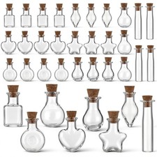 98 Packs Small Glass Bottles with Cork Stoppers Lids, Mini Tiny Clear Sand Ar...