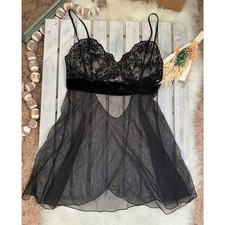Victoria's Secret Velvet Bow Sheer Chemise Lingerie Whimsigoth
