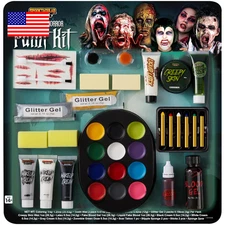 26 Pcs Halloween Family Makeup Kit, Zombie Makeup, Face Paint with Zombie, Fake