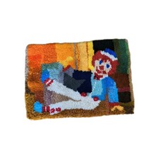 Raggedy Ann And Andy Latch Hook Art Rug Vintage