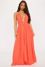 Tanya Backless Maxi Dress(Coral)-Fashion Nova|39719