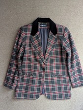 Vtg Sag Harbor Plaid Academia Blazer Size Medium or Large missing tag Wool Blend