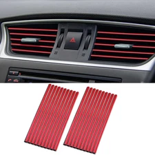 20 Pcs RED Car Vent Outlet Trim Strip Chrome PVC Car Air Conditioner Vent Outlet
