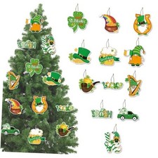 12Pieces St. Patrick's Day Gnome Ornaments Wooden Irish Gnome Hanging