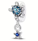 S925 Solid Sterling Silver Cute Dangly Turtle Glass Charms For Moments Bracelets