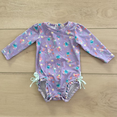 Ruffle Butts 12-18 Months Girls Floral Flower One Piece Rash Guard Swimsuit