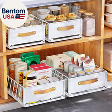Pull Out Cabinet Organizer Fixed with Adhesive Nano Film,Heavy Duty Slide Out Pa