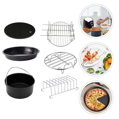 6-teiliges 8-Zoll-Luftfritteusen-Zubehör, Bratbackform, Pizzablech, Topfset