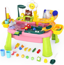 Water Table for Toddlers 1-3, Outdoor Toys for Kids Ages 4-8 with Pump, Kitchen