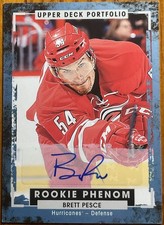 2015-16 Upper Deck Portfolio Autographs Brett Pesce #203 Carolina Hurricanes