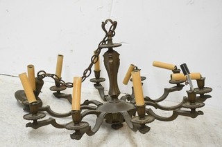 C56C79 Alter Bronze Kronleuchter Hängelampe