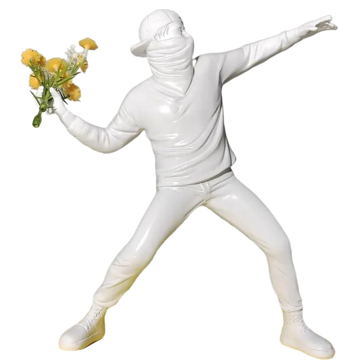 Banksy Street Graffiti Art Statue,Throwing Flower Boy Figurine