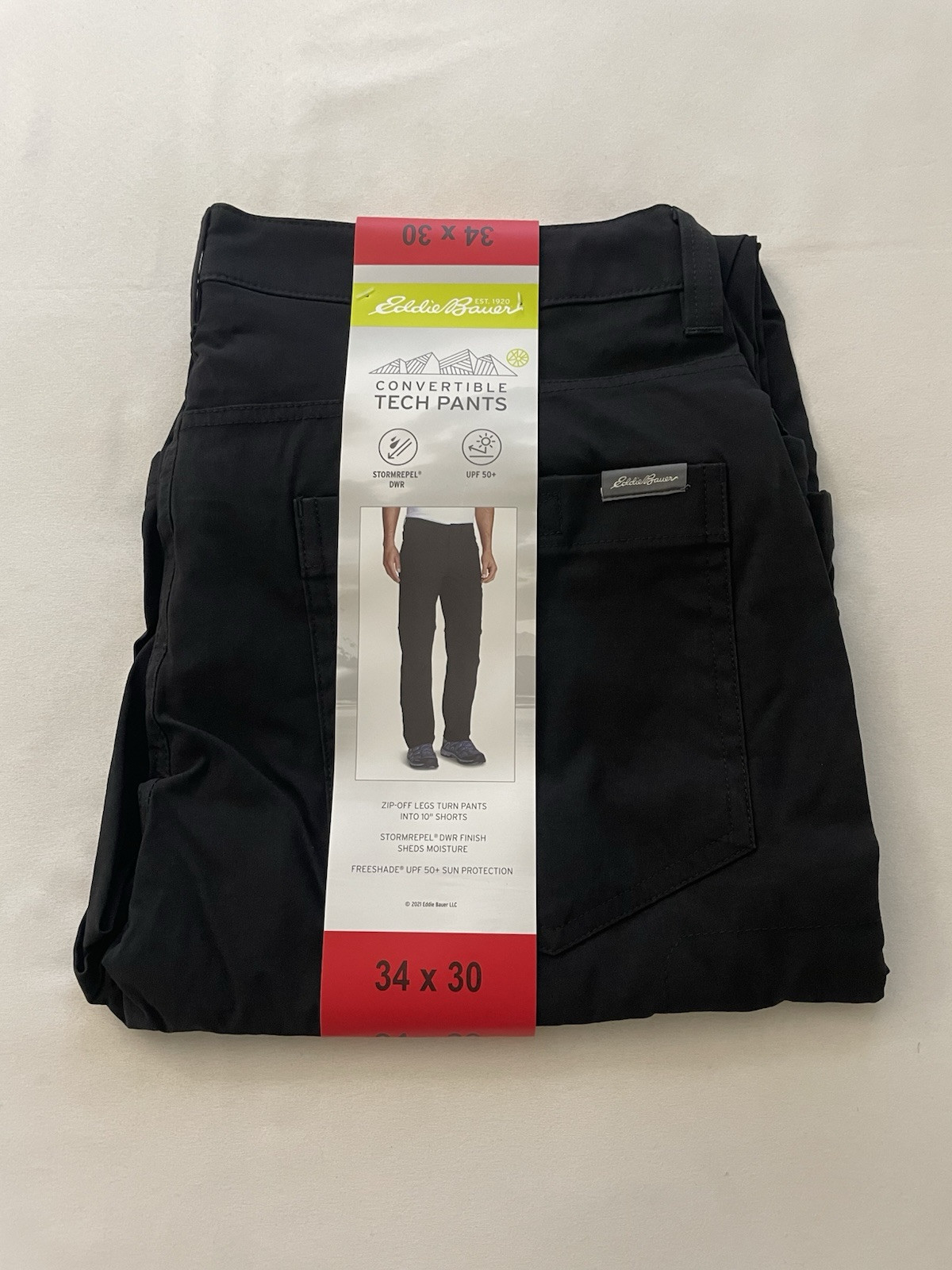 Eddie Bauer Mens Tech Convertible Pants 34x30 in Black