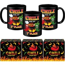 3 Pcs Chili Cook off Trophies Chili Prizes Awards Ceramic Mug Cups 13 oz 1st ...