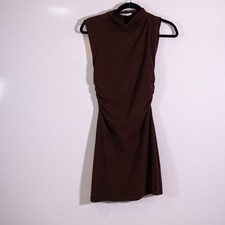 Reformation Alden Organic Cotton Knit Stretch Ruched Mockneck Sleeveless Dress