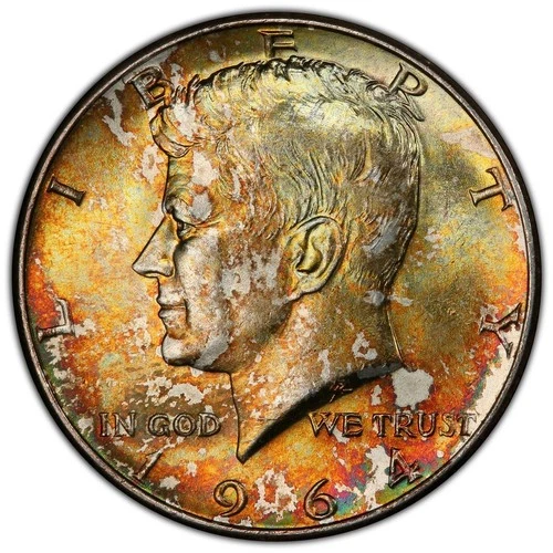 1964 Toned Kennedy Half Dollar PCGS MS 65 See Video Toning Silver Coin 50C