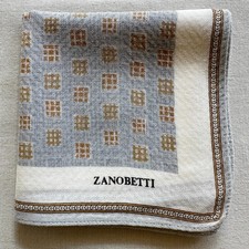 Vintage Mens Handkerchief Cotton Gray Brown Geometric Pattern Pocket Square 18"