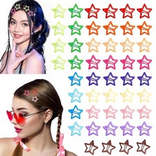 60pcs 1.18" Hair Clips, Cute Snap Star Accessories for Women, Multicolor