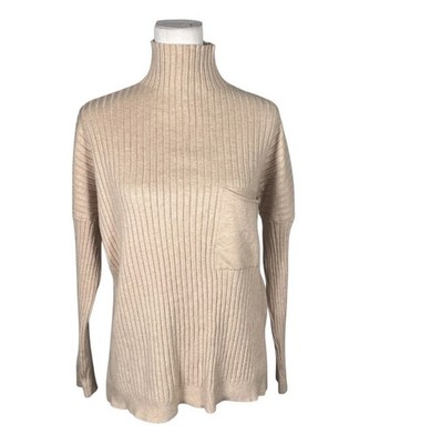 Express Sweater Womens Size Small Neutral Beige Turtle Neck Long Sleeve Pullover