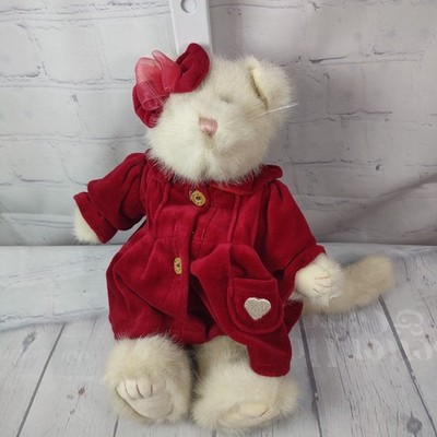 Boyds Bears 12'' Plush Kitty Cat FELICIA FUZZBUNS Bow Velvet Dress