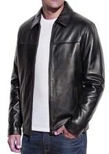 Storemm Men's Genuine Leather Jacket Men Classic Biker Style Coat  Lambskin